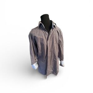 Bugatti Men's Casual Button Down Shirt - Black and White Pattern